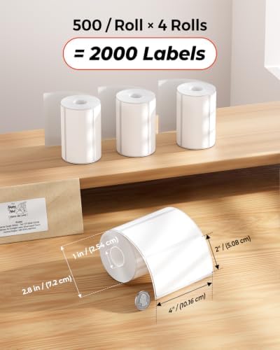 MUNBYN 4x2 Thermal Labels, 2000 Sheets/4 Roll，White - Image 2