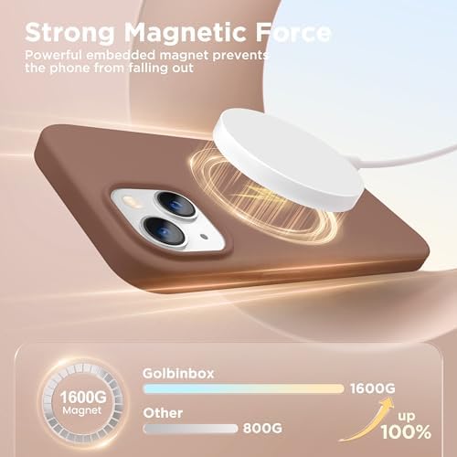 GolbinBox Magnetic for iPhone 15 Case, Silicone Cover, Brown - Image 3