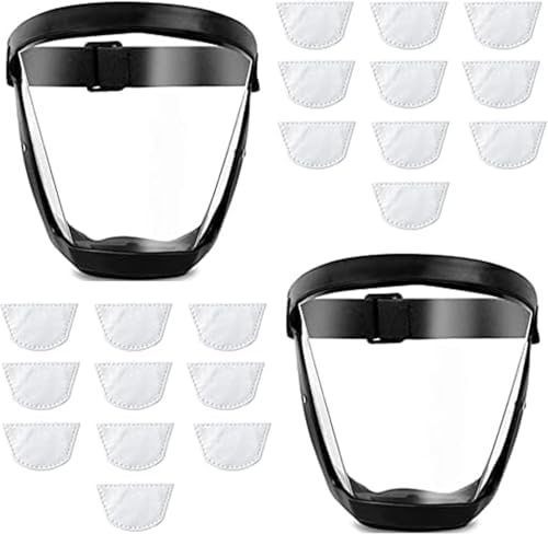 2pcs Full Face Shield for Yard Work & Woodworking, Wide View Clear Visor with Anti-Fog Coating, Breathable Bottom Design, Adjustable Headband by ascavs