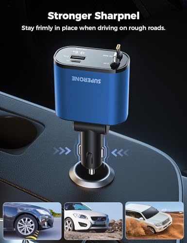 [Upgraded] SUPERONE Retractable Car Charger 4 in 1 Fast Phone Charger - Image 2