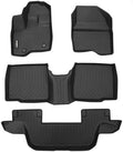 GINOWY-Floor Mats for Ford Explorer 2011-2014 7 Passenger Bench Seat, TPE All Weather Explorer Floor Mats, Waterproof Easy to Clean Non-Slip Floor Liners Accessories Black by GINOWY