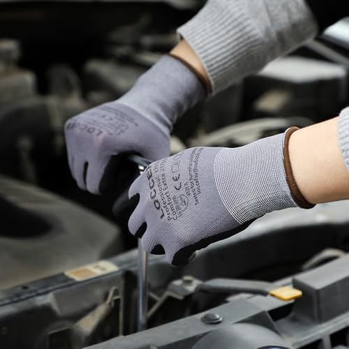 LOCCEF Safety Work Gloves MicroFoam Nitrile Coated-12 Pairs,Seamless Knit Nylon Gloves,Home Improvement,Micro-Foam Gloves - Image 5