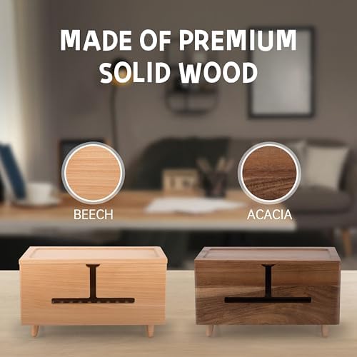 Brown Wood Large Cable Management Box for Power Strip and Cord Hideaway - Image 7