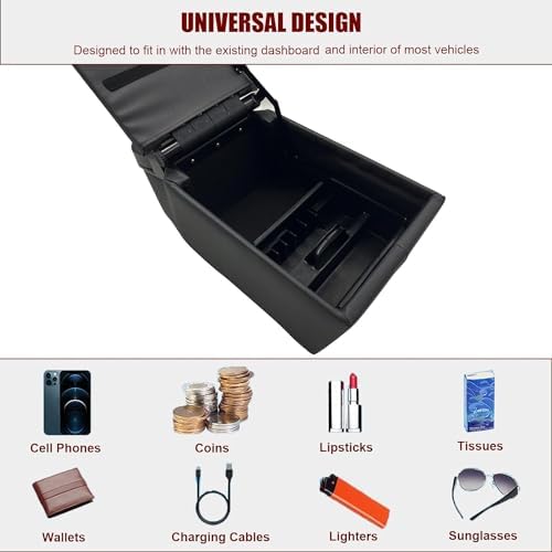 Universal Truck Seat/Bench Contractor Center Console Business Organizer and Storage with Adjustable Cup Holders, Clip Board, and Padded Top Lid for Armrest 124809 Grey - Image 5