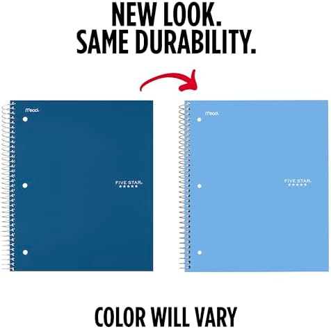 Five Star Spiral Notebook + Study App, 1 Subject, College Ruled Paper, 8.5" x 11", 100 Sheets, Blue (Color May Vary) (72565) - Image 2