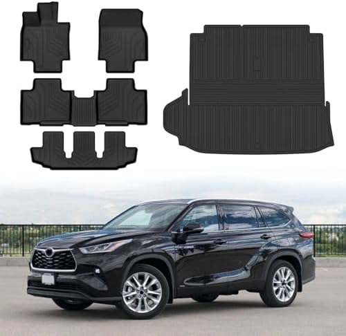 Floor Mats for Toyota Highlander 2020-2025 2026 7 Seats (NOT for Grand Highlander), All Weather Cargo Liner for Highlander Accessories, Heavy Duty Car Mats, Car Accessories (Including Hybrid) by cartist