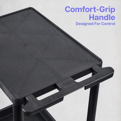 Luxor Black Mobile Plastic 3 Shelf AV Presentation Cart - Image 4