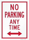 SmartSign 14 x 10 inch “No Parking Any Time” Metal Sign with Bidirectional Arrow, 40 mil Laminated Rustproof Aluminium, White and Red, Made in USA by SmartSign