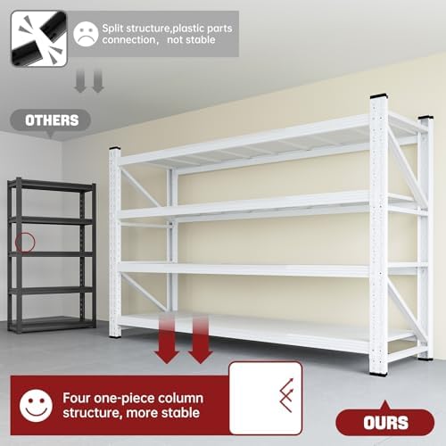 RAVIGIN 5000LBS Storage Shelves,71" W Garage Shelving Heavy Duty Metal Adjustable Garage Shelves, Shelving Units Industrial Shelving for Warehouse,71" W x 24" D x 69" H,White - Image 6