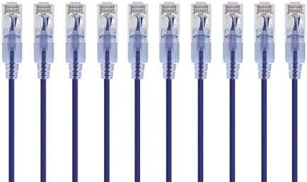 Monoprice SlimRun Cat6A Ethernet Patch Cable - Snagless RJ45 UTP Pure Bare Copper Wire 10G 30AWG 2ft Purple 10-Pack by Monoprice