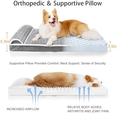 Orthopedic Large Dog Bed Pillow Pet Sofa Bed 42''X28'' Grey - Image 6
