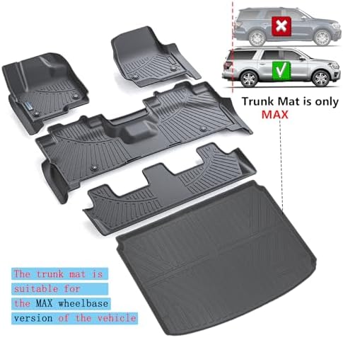 Floor Mats & Trunk mat for 2018-2024 Ford Expedition MAX (Only Fit 8 Seats) (2 Row Bench Seat),TPE All Weather Protection 3 Rows Car Floor Liners with Cargo Liners Accessories - Image 2