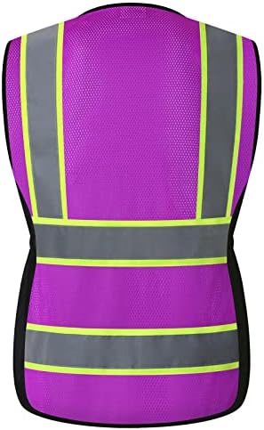 Hi Vis Reflective Safety Work Vest for Women,KZW,Purple,M - Image 5