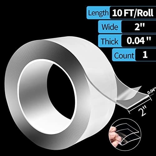 Art3d Traceless Nano Double-Sided Tape, 1/24 Inch x 2 Inch x 10 ft, Crystal - Image 2