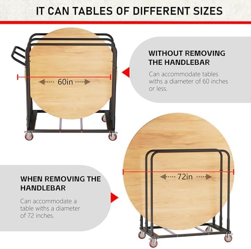 YOHKOH Drywall Cart, Panel & Table Cart - Heavy-Duty Folding Table Dolly with Triple-Rail, PU Swivel Casters, 800 lbs Load, Fit 8-10 Tables, 46.9" W x 31" D x 45.6" H - Image 3