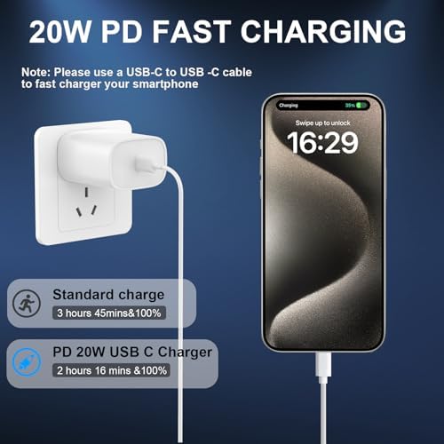 Phone 17 16 15 Charger Fast Charging Type C Chargers USB C Fast Charger Block & Phones 17 Charger Cord 6.6FT Long USB C Charging Cable for i.Phone 17/17 Pro/17 Pro Max/Air/Phone 16 15 Pro Max,White - Image 4