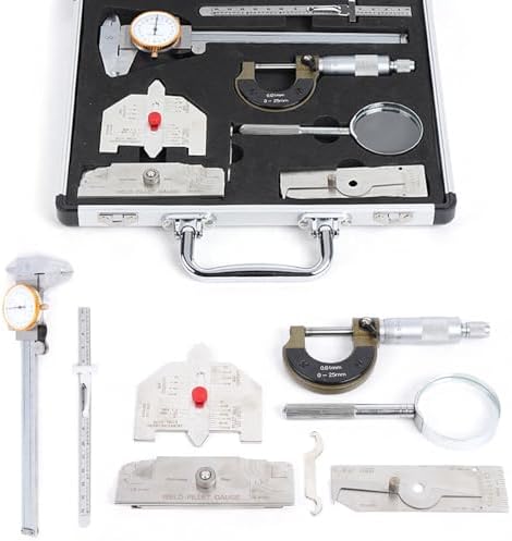 Welding Gauge Inspection Kit,Welder Inspection Tool Set w/7 Tools & Box,Measure Gauge Tool for Automobile Repair, Plant Equipment by WUSILILU