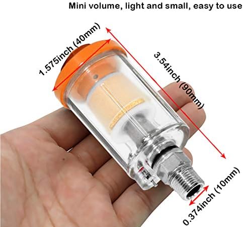 beduan Water Oil Separator Filter, 1/4" NPT Male and Female Thread Spray Gun Filters Air Compressor Fitting Compressed Orange（Pack of 2） - Image 5