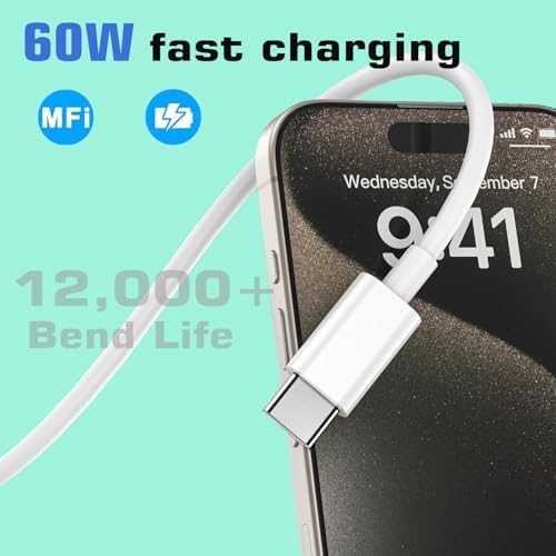 iPhone 17 16 Charger Fast Charging, 10FT Cable 3Pack 20W USB C Fast Charger - Image 3