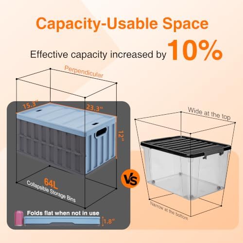 Citylife 2PC 64L Collapsible Storage Bins with Lids, Collapsible bins - Image 3