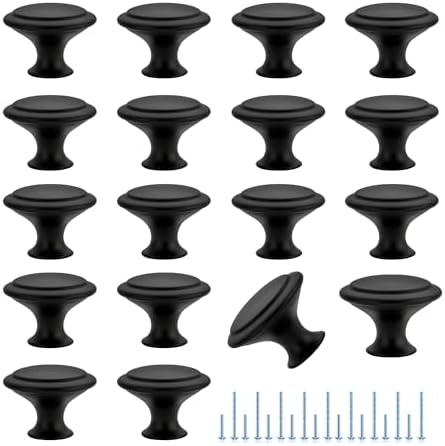 Matte Black Cabinet Drawer Hardware,30mm Kitchen Cabinet Knobs,18 Pack by JOY+DECOR