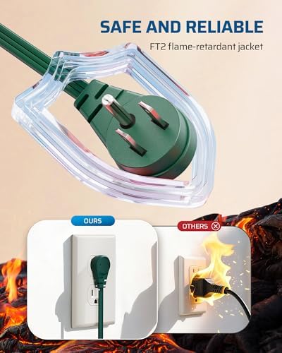 DEWENWILS 2 Pack 3FT Green Christmas Flat Extension Cord 16/3, ETL Listed - Image 5