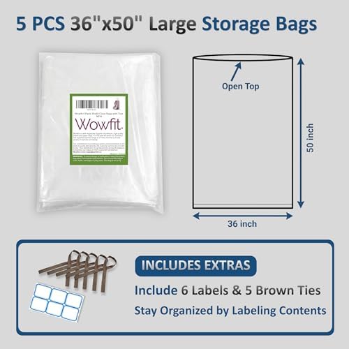 Wowfit Large Storage Bags for Car Seat & Bedding, 36x50, 5 CT, 1.6 Mil - Image 2