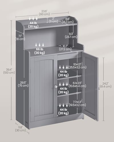 VASAGLE Tall Bathroom Storage Cabinet, Floor Cabinet with 2 Doors, 39.4" H - Image 3
