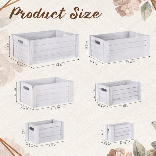 AceOrbit 6 Pcs Decorative Wood Crates with Handle for Display, Vinage White - Image 2