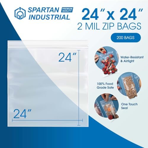 24" X 24" Extra Large Reclosable Zip Plastic Poly Bags (200 Count) - 2 Mil - Image 2