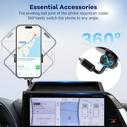 Car Phone Holder Fit for Toyota Highlander 2020-2025 w/Dash Tray Storge Box Organizer-Cell Phone Mount for Highlander Accessories 8 inch Touch Screen 360 Degree Rotation (NOT FIT 12.3 inch) - Image 6