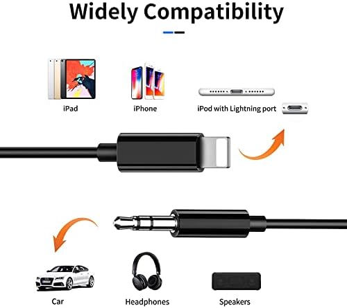 (Apple MFi Certified) iPhone AUX Cord,Lightning to 1/8 Inch Audio Cable,3.3ft, Headphone Jack Adapter Male Aux Stereo Audio Cable Compatible for iPhone 14/13/12/11/XR/X/8/7 (Black) - Image 2