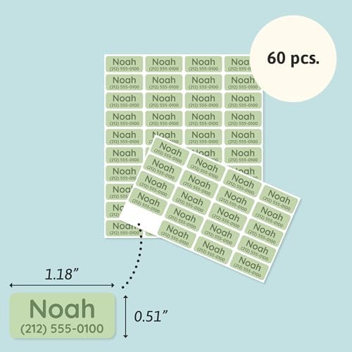 TeddyLabels - Clothing Labels for Nursing Home (60) – Self-Adhesive Name Tags for Clothes and Personal Items. Personalized Labels for Daycare, Nursing Homes, and Laundry Use - Light Green - Image 6