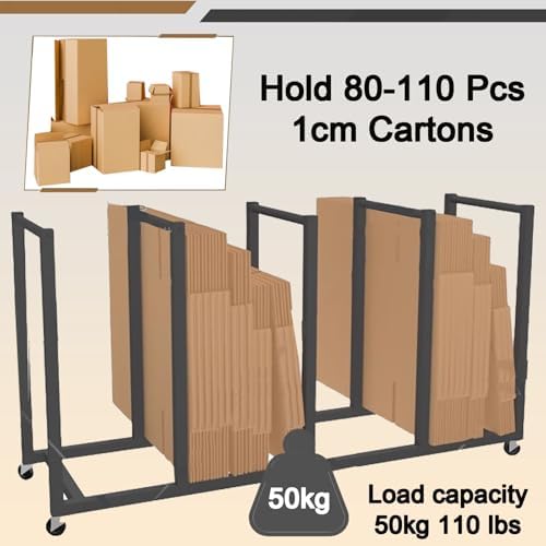 Commercial Carton Storage Rack Cartons Cart, Large Portable Cardboard Stand with Casters Wheels, for Warehouse/Shipping Station Hold Broken Down Boxes(Hold 80-110 Pcs) - Image 3