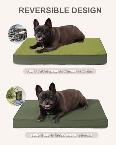 KSIIA Orthopedic Dog Bed for Small Dogs with Waterproof Lining, Green,23x17 - Image 4