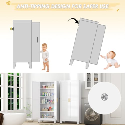 GAIOUS 71" Tall Metal Storage Cabinet with 2 Doors and 4 Adjustable Shelves - Image 6
