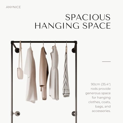 Industrial Pipe Clothing Rack, Wall Mounted Clothes Rack, 37.4", 1 Rod - Image 4