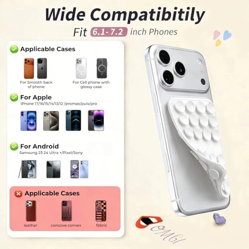 Upgraded Double Sided Silicone Suction Phone Case Detachable Mount, White - Image 5