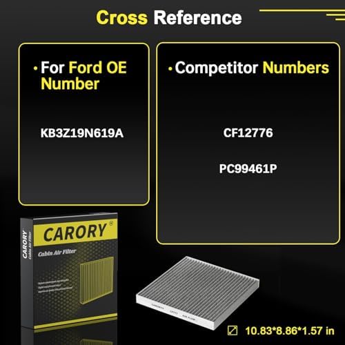 CARORY Cabin Air Filter w/Activated Carbon for Ford Ranger 2019 2020 2021 2022 2023 .KB3Z19N619A, CF12776, FP-88, CF777 - Image 4