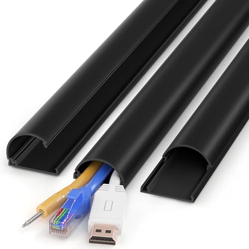 ZhiYo 42.5in Cord Hider for 2-4 Wall-Mounted TV Wires, 1.4"W x 0.7"H, Black by ZhiYo