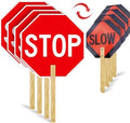 4 Pack 13” x 13”Handheld Stop Slow Sign, Crossing Guard Signs by Estleys