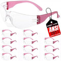 BISON LIFE Clear/Pink Safety Glasses for Men & Women ANSI Z87.1, 12 Pack by BisonLife