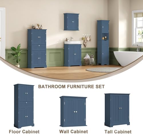 ChooChoo 51" H Bathroom Floor Cabinet with Drawer and Adjustable Shelves - Image 5