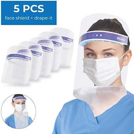 Pac-Dent - S005-A iShield Disposable Face Shield with Drape-It Cover, Anti-Fog Coating, Lightweight and Comfortable for All Day Use, Full Face Protection, 5-Pack - Image 2