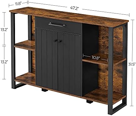 VASAGLE Buffet Cabinet, Sideboard, 2 Doors, 47.2 x 11.8 x 31.5 Inches - Image 3