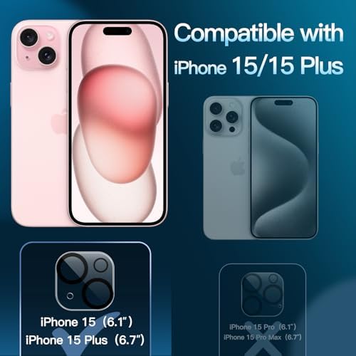 JETech Camera Lens Protector for iPhone 15/15 Plus, 3-Pack - Image 2