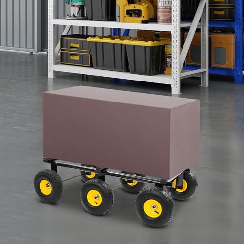 Heavy Duty Dolly 1200 lbs Capacity, 6-Wheel Foldable Utility Cart with 10" Inflatable Tires, Carbon Steel Platform Dolly for Moving Furniture, Equipment, Warehouse Use (Black) - Image 6