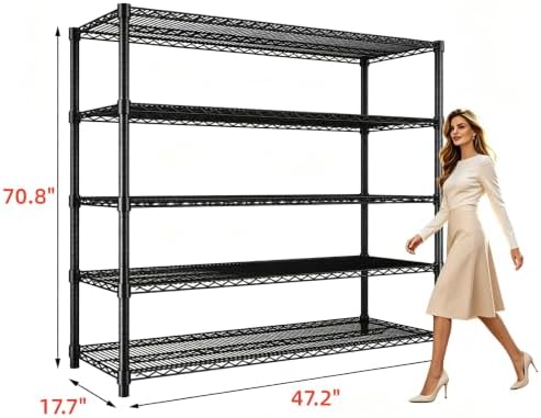 Garvee 5-Tier Wire Shelving 3200LBS Heavy Duty Storage Shelves Garage Rack - Image 3