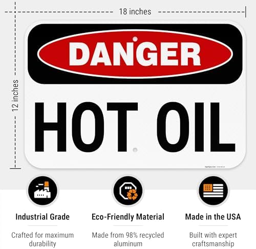 Danger Hot Oil OSHA Sign, - Image 3
