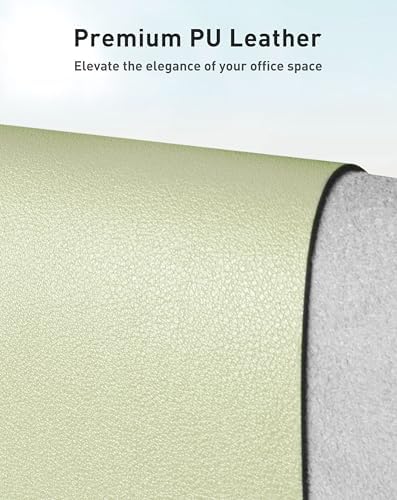 Aothia Faux Leather Desk Mat - Large Mouse Pad, Non-Slip PU Leather Blotter, Waterproof Writing Surface for Office and Home (Grass Green, 42" x 17") - Image 2